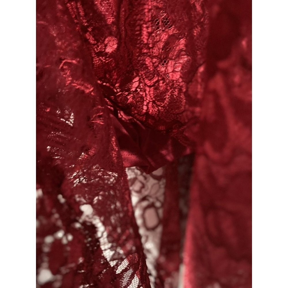 Lulus Lucy Wine Red MIDI Lace Bustier Dress Size L - Picture 11 of 13